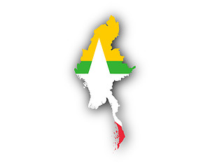 Image showing Map and flag of Myanmar