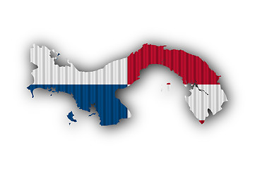 Image showing Map and flag of Panama on corrugated iron