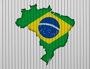 Image showing Map and flag of Brazil on corrugated iron