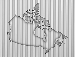 Image showing Map of Canada on corrugated iron