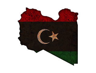 Image showing Map and flag of Libya on rusty metal