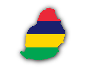 Image showing Map and flag of Mauritius