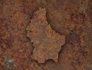 Image showing Map of Luxembourg on rusty metal