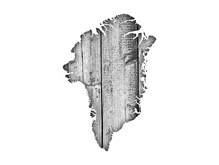 Image showing Map of Greenland on weathered wood