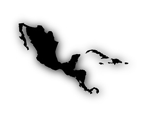 Image showing Map of Central America and the Carrbean with shadow