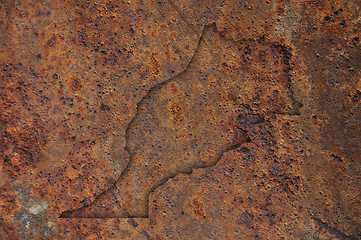 Image showing Map of Morocco on rusty metal