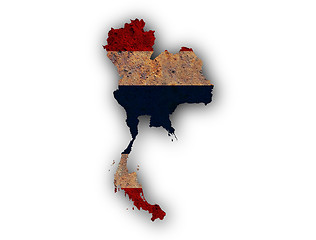 Image showing Map and flag of Thailand on rusty metal