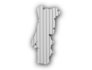 Image showing Map of Portugal on corrugated iron