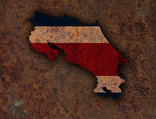 Image showing Map and flag of Costa Rica on rusty metal