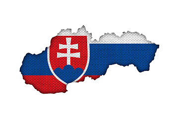 Image showing Map and flag of Slovakia on old linen