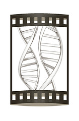 Image showing DNA structure model. 3d illustration. The film strip