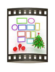 Image showing Set of Christmas and New Year frames and Christmas tree. 3D rend