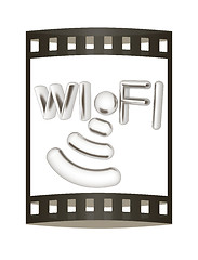 Image showing Metal WiFi symbol. 3d illustration. The film strip