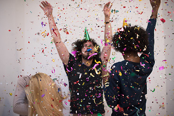 Image showing confetti party multiethnic group of people