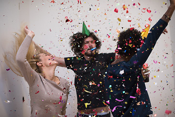 Image showing confetti party multiethnic group of people