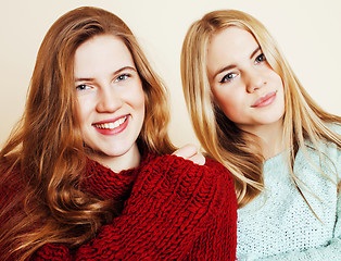 Image showing best friends teenage girls together having fun, posing emotional