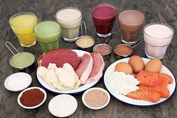 Image showing High Protein Food with Health Drinks