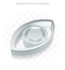 Image showing Privacy icon: Flat metallic 3d Eye, transparent shadow, EPS 10 vector.