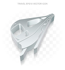 Image showing Travel icon: Flat metallic 3d Train, transparent shadow EPS 10 vector illustration.