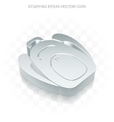 Image showing Learning icon: Flat metallic 3d Backpack, transparent shadow, EPS 10 vector.