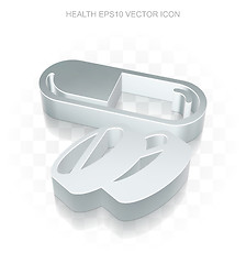 Image showing Medicine icon: Flat metallic 3d Pills, transparent shadow, EPS 10 vector.