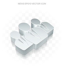 Image showing News icon: Flat metallic 3d Business People, transparent shadow, EPS 10 vector.