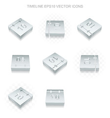 Image showing Time icons set: different views of metallic Calendar, transparent shadow, EPS 10 vector.