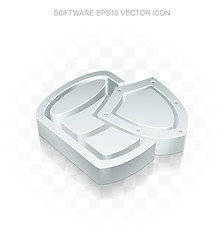 Image showing Programming icon: Flat metallic 3d Database With Shield, transparent shadow, EPS 10 vector.