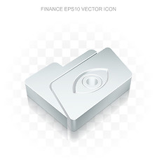 Image showing Finance icon: Flat metallic 3d Folder With Eye, transparent shadow, EPS 10 vector.