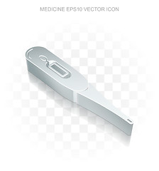 Image showing Medicine icon: Flat metallic 3d Thermometer, transparent shadow, EPS 10 vector.