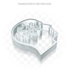 Image showing Finance icon: Flat metallic 3d Head With Finance Symbol, transparent shadow, EPS 10 vector.