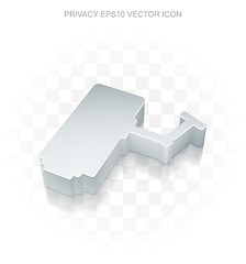 Image showing Protection icon: Flat metallic 3d Cctv Camera, transparent shadow, EPS 10 vector.