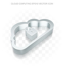 Image showing Cloud networking icon: Flat metallic 3d Cloud, transparent shadow, EPS 10 vector.