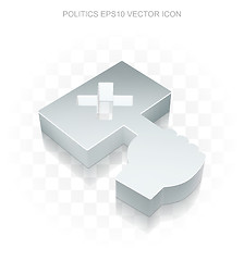 Image showing Politics icon: Flat metallic 3d Protest, transparent shadow EPS 10 vector.