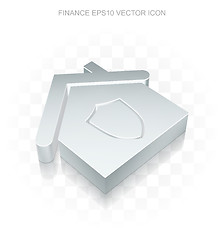 Image showing Finance icon: Flat metallic 3d Home, transparent shadow, EPS 10 vector.