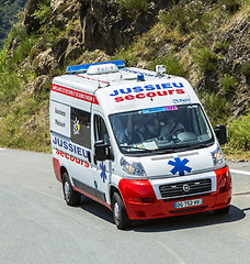 Image showing The Official Ambulance on Col d'Aspin - Tour de France 2015