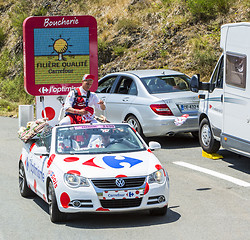 Image showing Carrefour Caravan in Pyrenees Mountains - Tour de France 2015