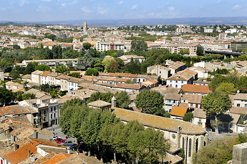 Image showing Panorama of Carcassonne lower town, France    