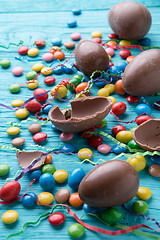 Image showing Photo halves of chocolate eggs