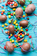 Image showing Eggs, candy, space for lettering