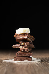 Image showing Pyramid of white, porous chocolate