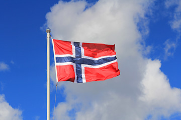 Image showing Flag of Norway against Summer Sky