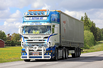 Image showing Customized Super Scania Semi Trailer at Summer