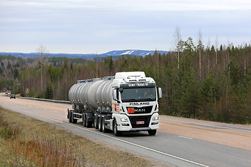 Image showing White MAN Tank Truck for ADR Transport on the Road