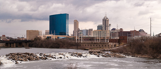 Image showing Downtown City Skyline Indianapolis Indianna White River