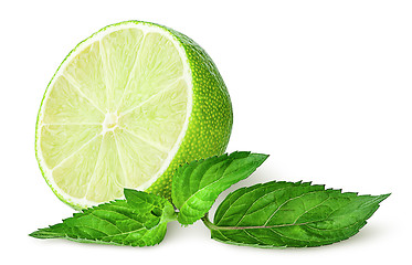 Image showing Half lime and sprig of mint