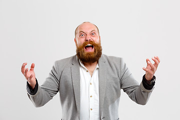 Image showing Brutal screaming man with beard