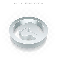 Image showing Politics icon: Flat metallic 3d Uprising, transparent shadow, EPS 10 vector.