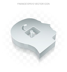 Image showing Finance icon: Flat metallic 3d Head With Padlock, transparent shadow, EPS 10 vector.