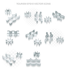 Image showing Vacation icons set: different views of metallic Beach, transparent shadow, EPS 10 vector.